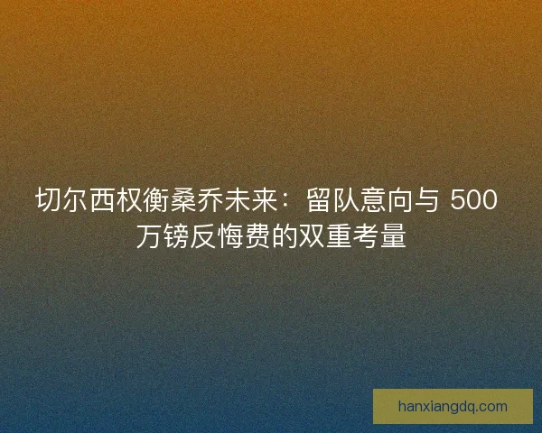 切尔西权衡桑乔未来：留队意向与 500 万镑反悔费的双重考量